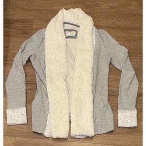 Anthropologie Saturday Sunday Fur Collar Open Cardigan pockets Women's Small EUC